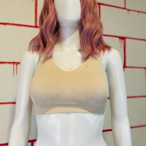 Pro-Fit Seamless Woven Racerback Cream Nude Sports Bra